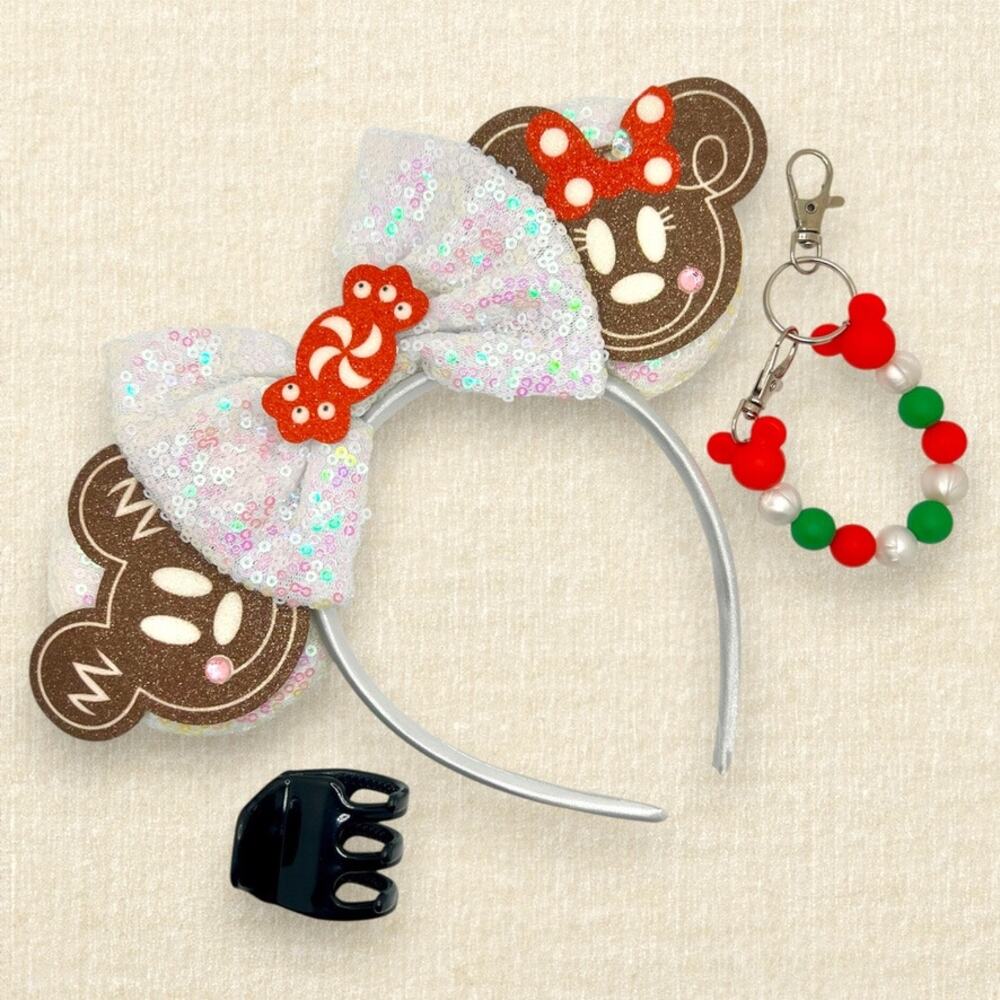 Gingerbread Cookie Minnie Ears | Disney-Inspired Christmas Mouse Ears - Picture 2 of 4